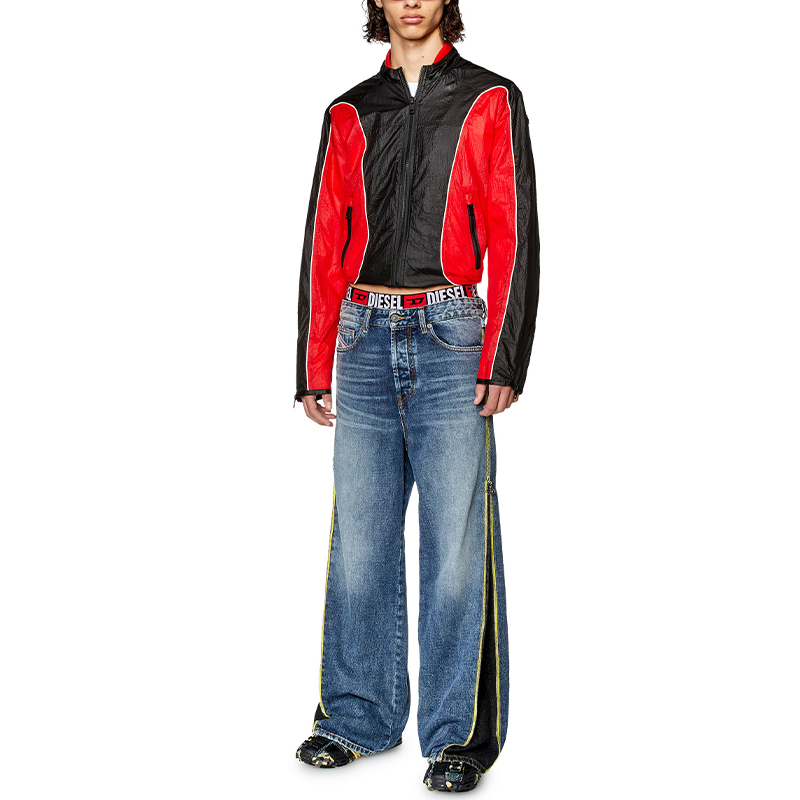 Lookbook Diesel Red Patchwork Zip-Up Stand Collar Bomber Jacket A106750HJAD-42A