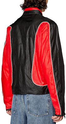 Diesel Red Patchwork Zip-Up Stand Collar Bomber Jacket A106750HJAD-42A Shop Diesel Red Patchwork Zip-Up Stand Collar Bomber Jacket A106750HJAD-42A