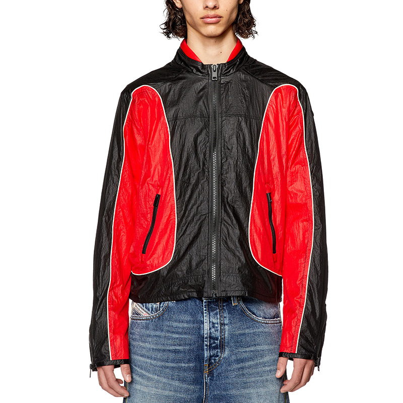 Purchase Diesel Red Patchwork Zip-Up Stand Collar Bomber Jacket A106750HJAD-42A