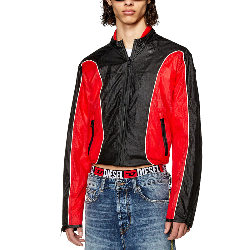 Details for Diesel Red Patchwork Zip-Up Stand Collar Bomber Jacket A106750HJAD-42A