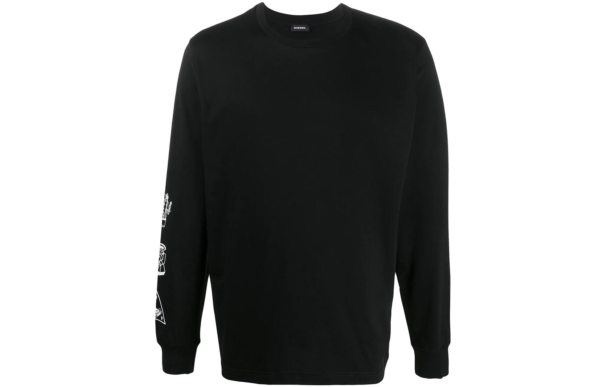 Diesel Satin Crewneck Sweatshirt Black Logo Print A002880PATI9XX
