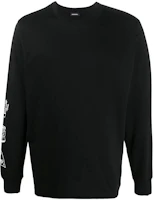 Diesel Satin Crewneck Sweatshirt Black Logo Print A002880PATI9XX Diesel Satin Crewneck Sweatshirt Black Logo Print A002880PATI9XX