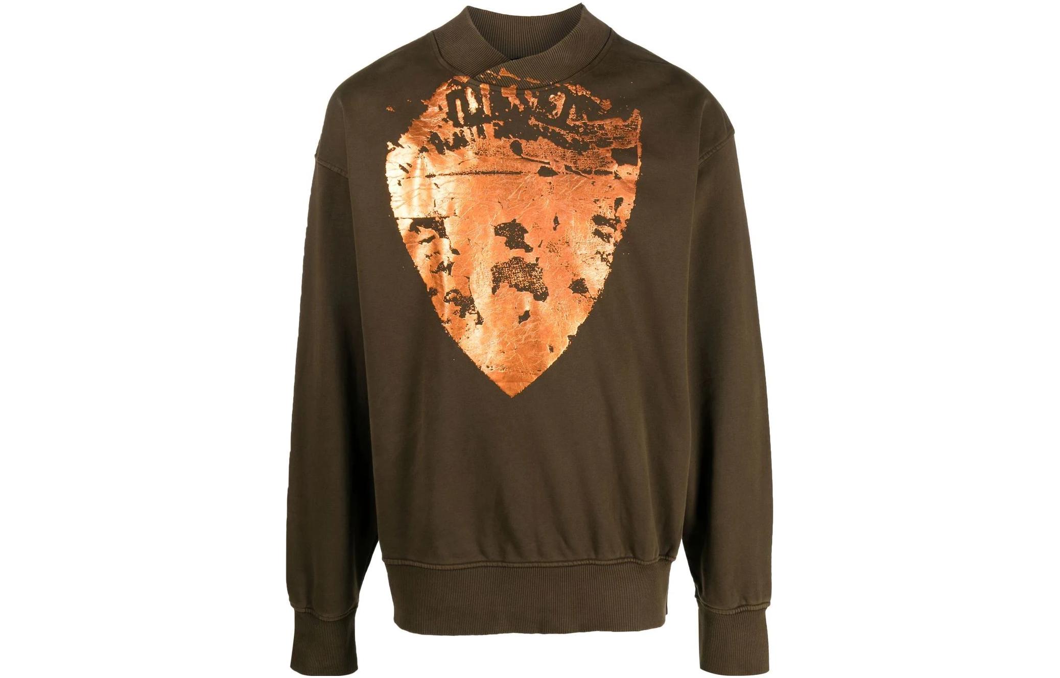 Diesel Shield Logo Olive Green Crewneck Sweatshirt Long Sleeve A090160-AJIH