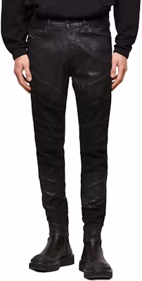 DIESEL Slim Coated Black Jeans with Zipper Closure A01636009RA Buy DIESEL Slim Coated Black Jeans with Zipper Closure A01636009RA