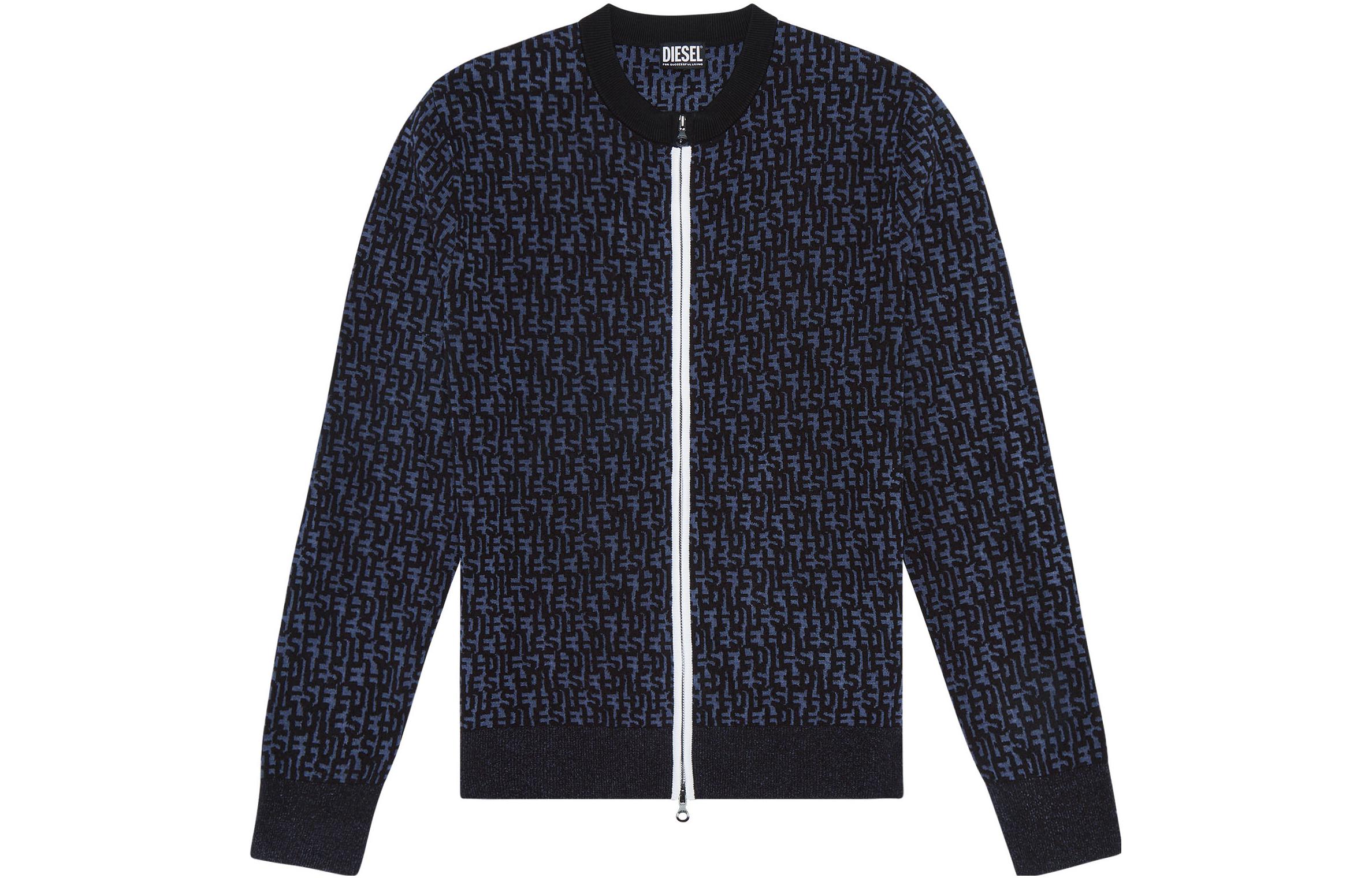 Diesel Slim Fit Zip-Up Alphabet Jacquard Jacket Men’s Black A101970LGAQ-9XX