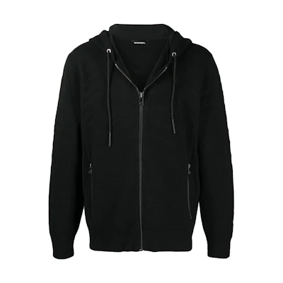Diesel Solid Color Black Hooded Jacket A017510EDAG9XX