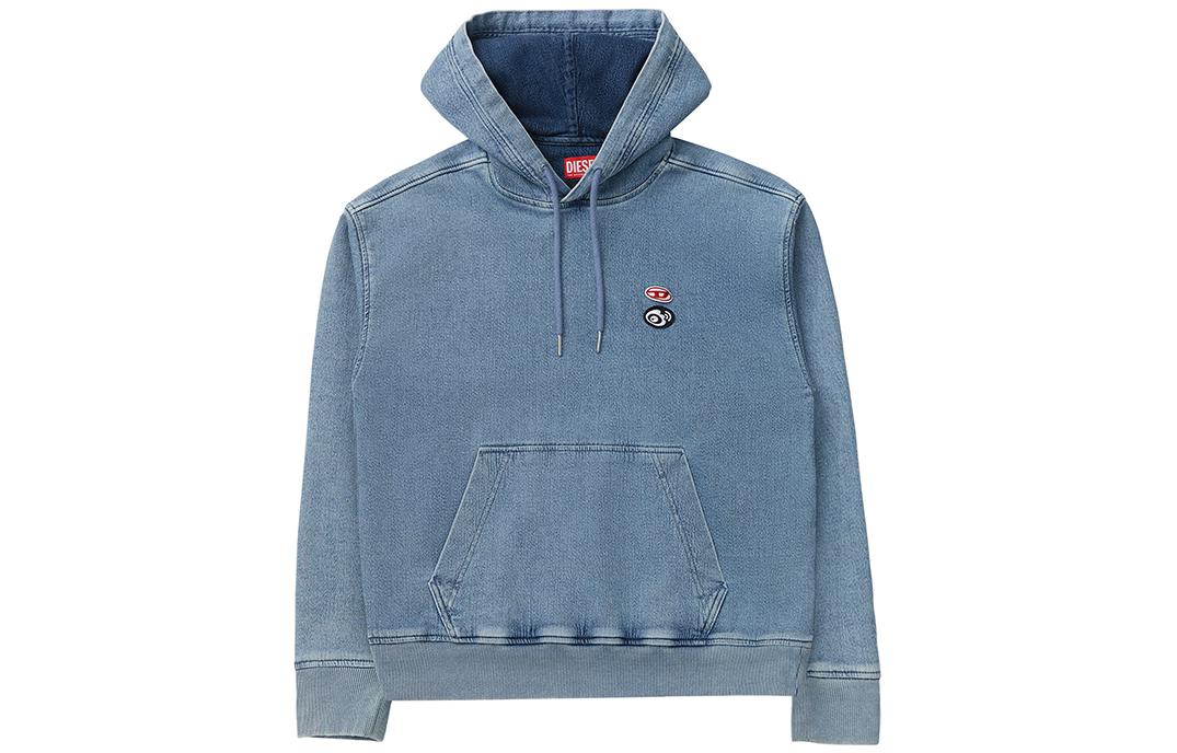 Diesel Solid Color Blue Hoodie with Pocket P0106909D-01