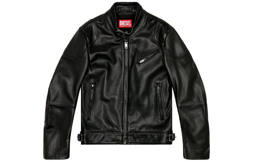 Diesel Solid Color Casual Stand Collar Long Sleeve Jacket - Black A105200SHAV-9XX