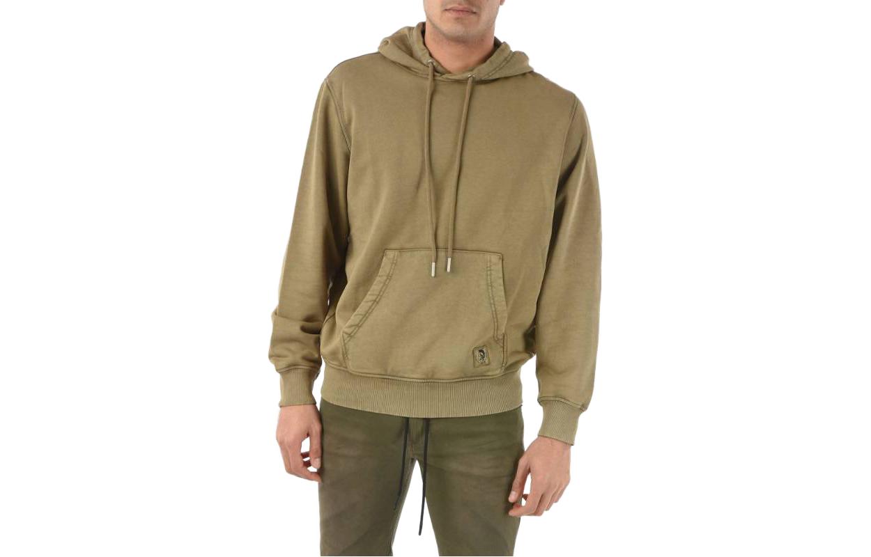Diesel Solid Color Drawstring Hoodie Green Pullover A027150WBBG-51F