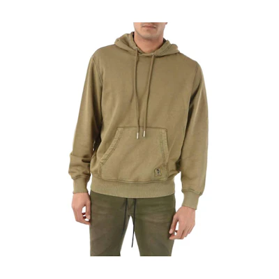 Diesel Solid Color Drawstring Hoodie Green Pullover A027150WBBG-51F