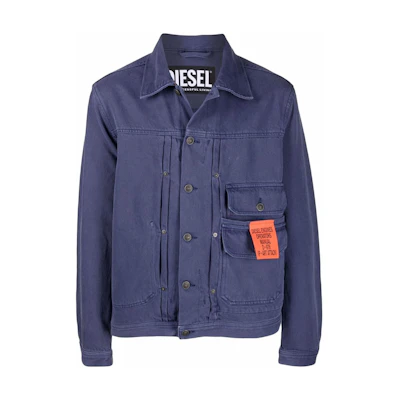 Diesel Solid Color Logo Single-Breasted Dyed Jacket - Blue A028440EEAX8CR