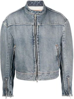 Diesel Solid Color Stand Collar Zip Biker Jacket A078040IHAS01 Diesel Solid Color Stand Collar Zip Biker Jacket A078040IHAS01