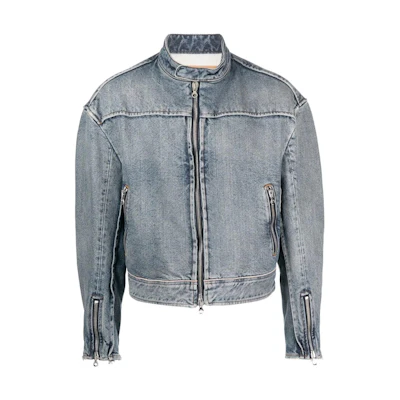 Diesel Solid Color Stand Collar Zip Biker Jacket A078040IHAS01