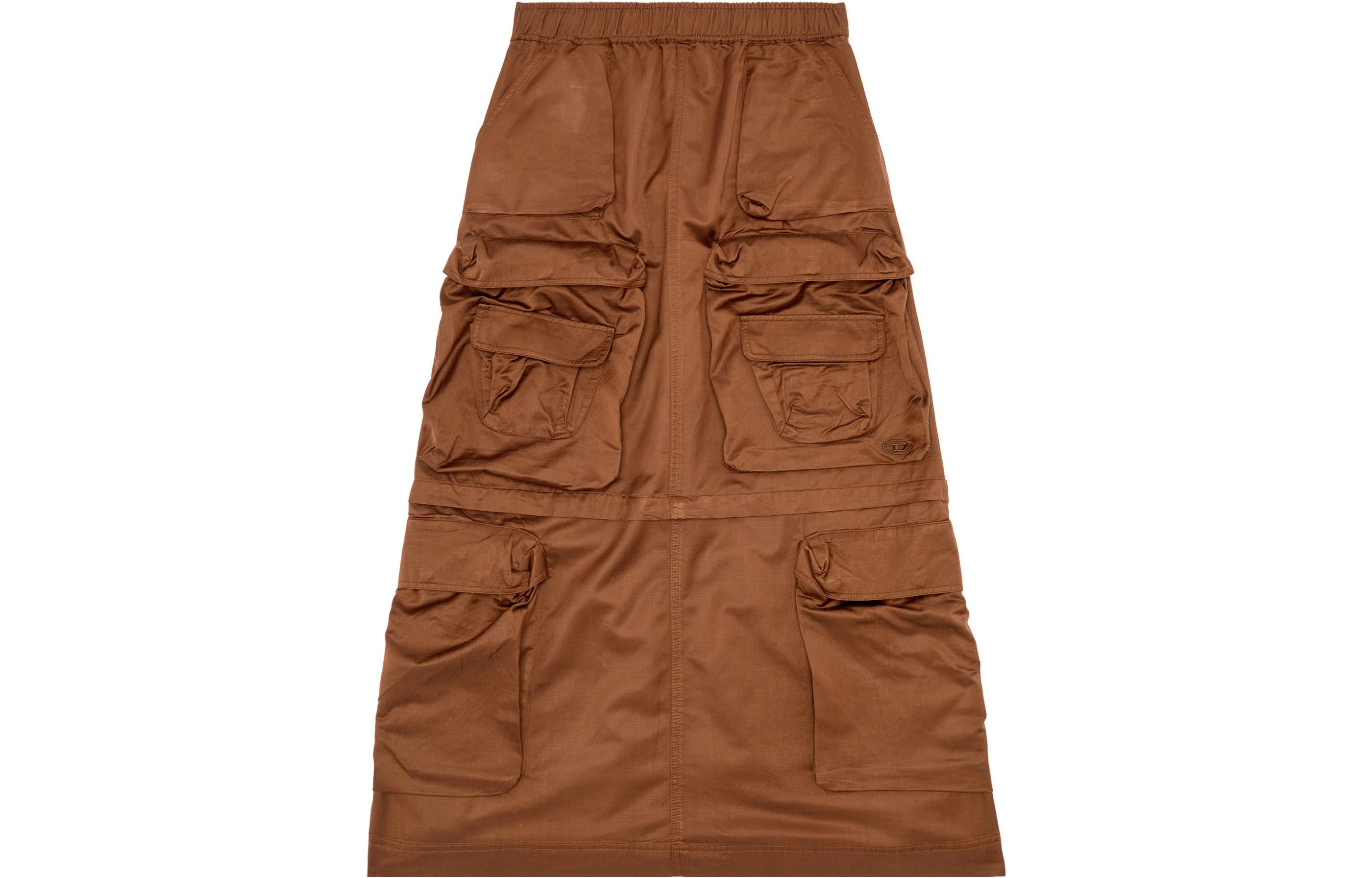 Order 디젤 솔리드 컬러 유틸리티 캐주얼 롱스커트 카키. A106640CKAJ-78V