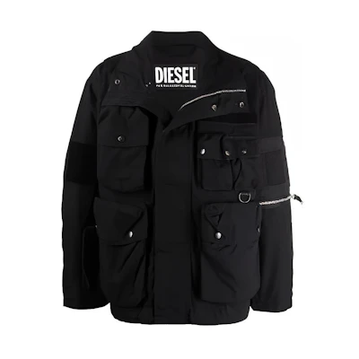 Diesel Solid Color Zip-Up High Neck Long Sleeve Jacket A026680PBAZ9XX