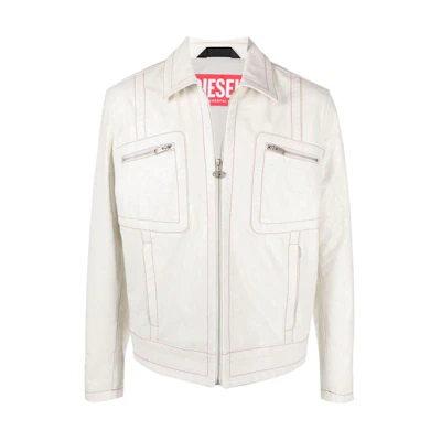 Diesel Solid Color Zip-Up Jacket with Turn-Down Collar P008860DGAP1AG