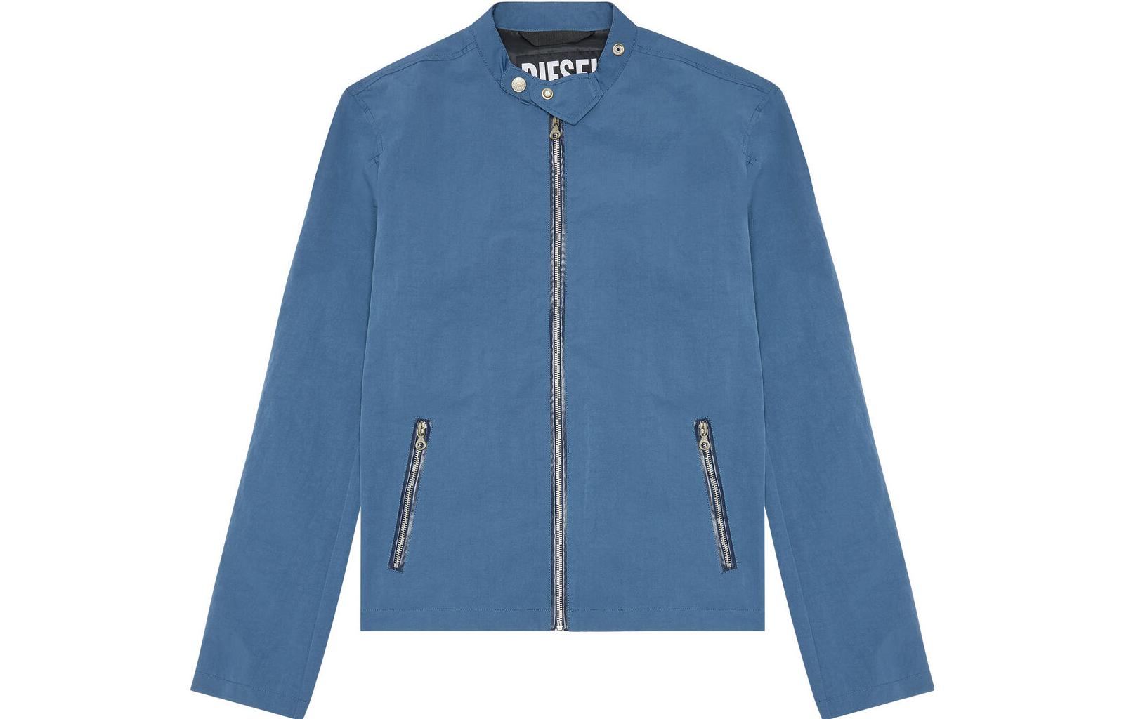 Diesel Solid Color Zip-Up Stand Collar Casual Jacket Blue A100840IJAN 8NE