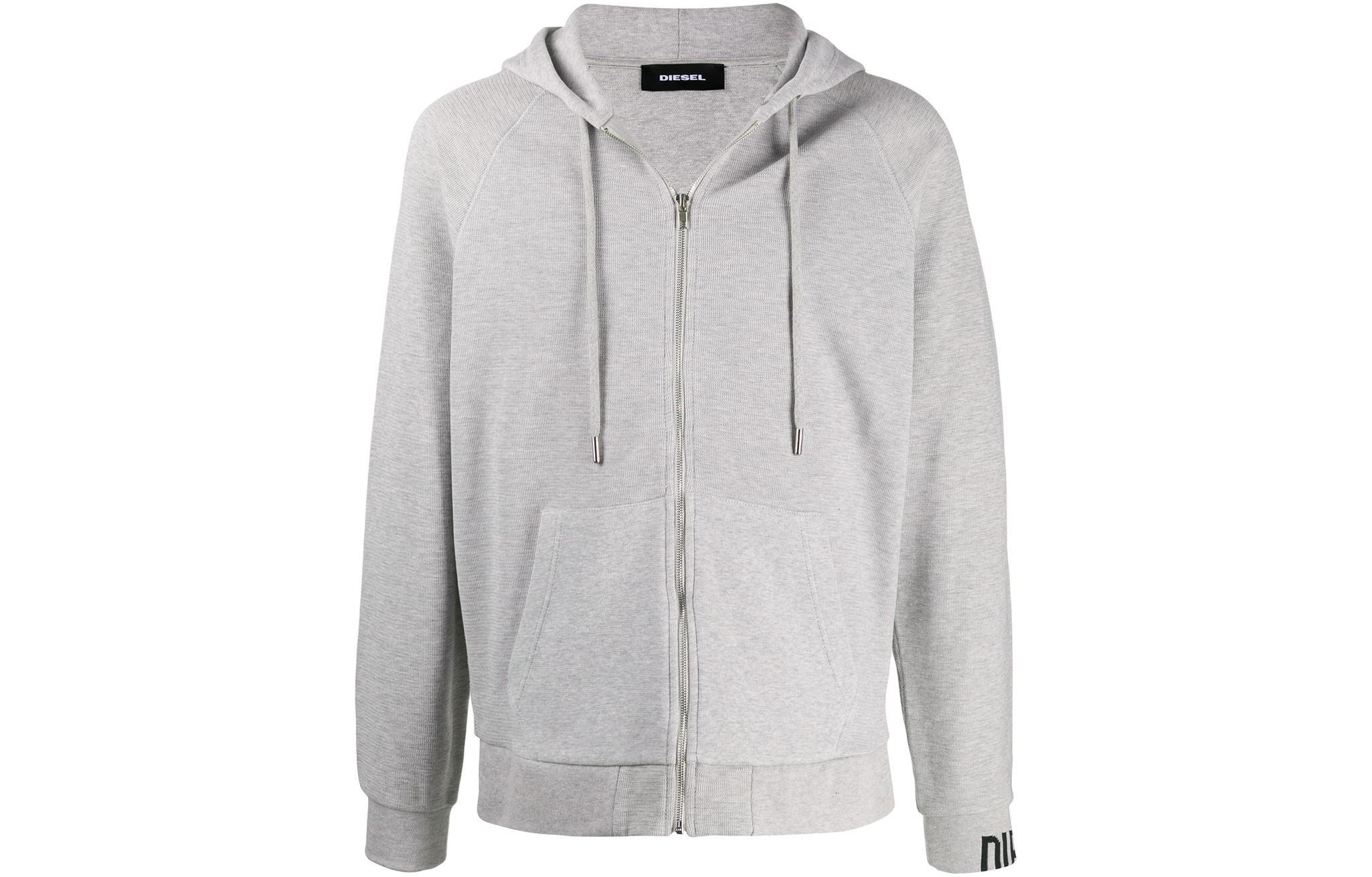 Diesel Solid Color Zip Pocket Hoodie - Gray 00SZ1R0KASH912