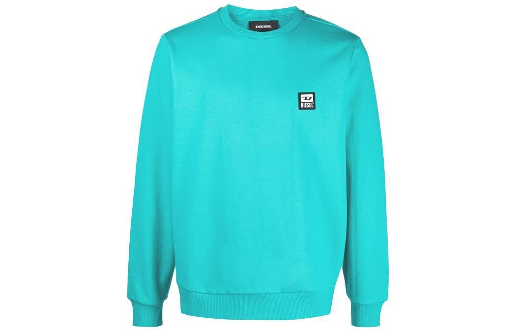 Diesel Solid Logo Crewneck Pullover Sweatshirt Light Blue A003290HAYT5II