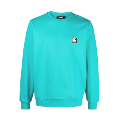 Diesel Solid Logo Crewneck Pullover Sweatshirt Light Blue A003290HAYT5II