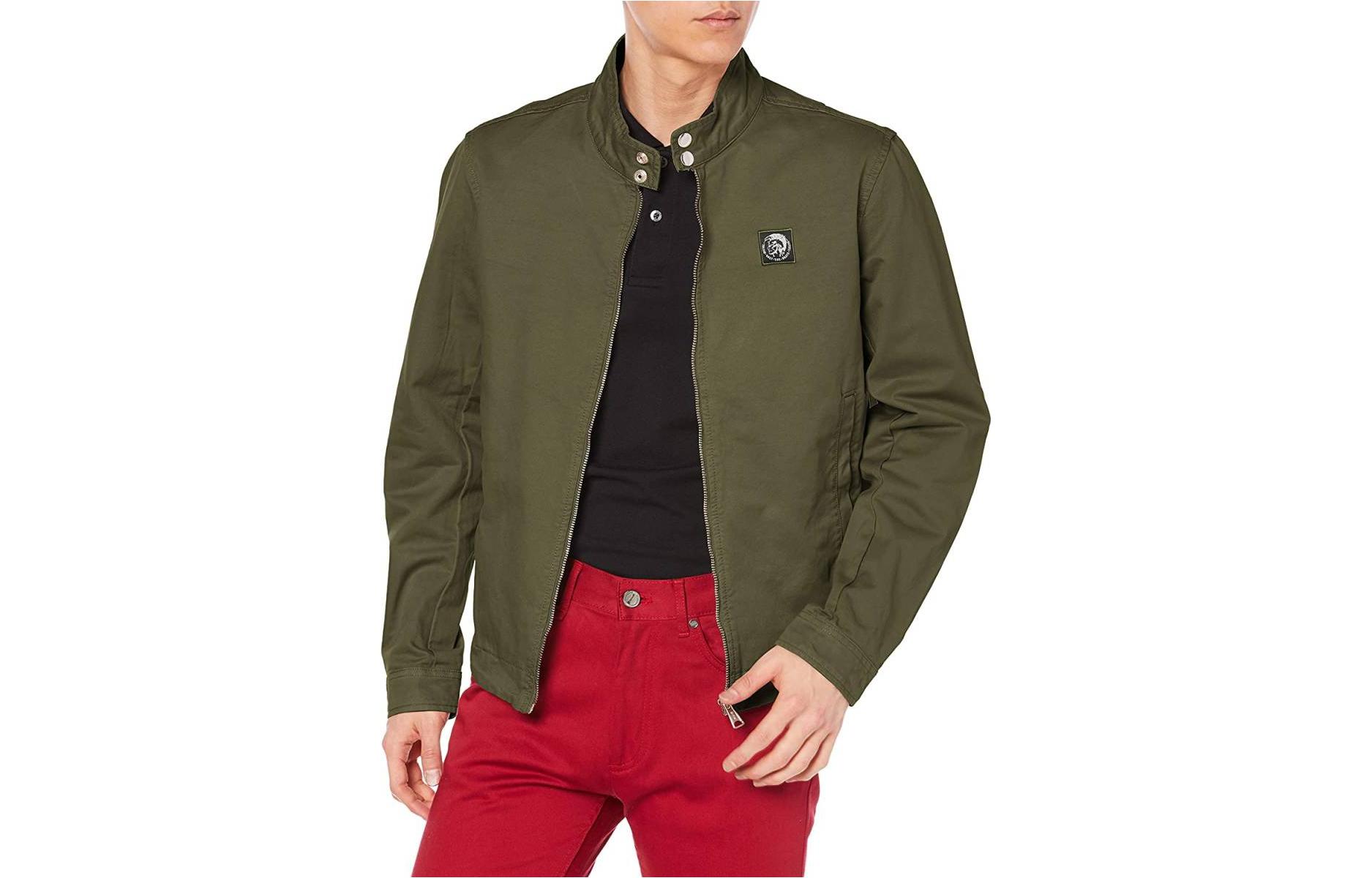 Diesel Solid Logo Full-Zip Jacket Military Green for Men A016310IBAM51F