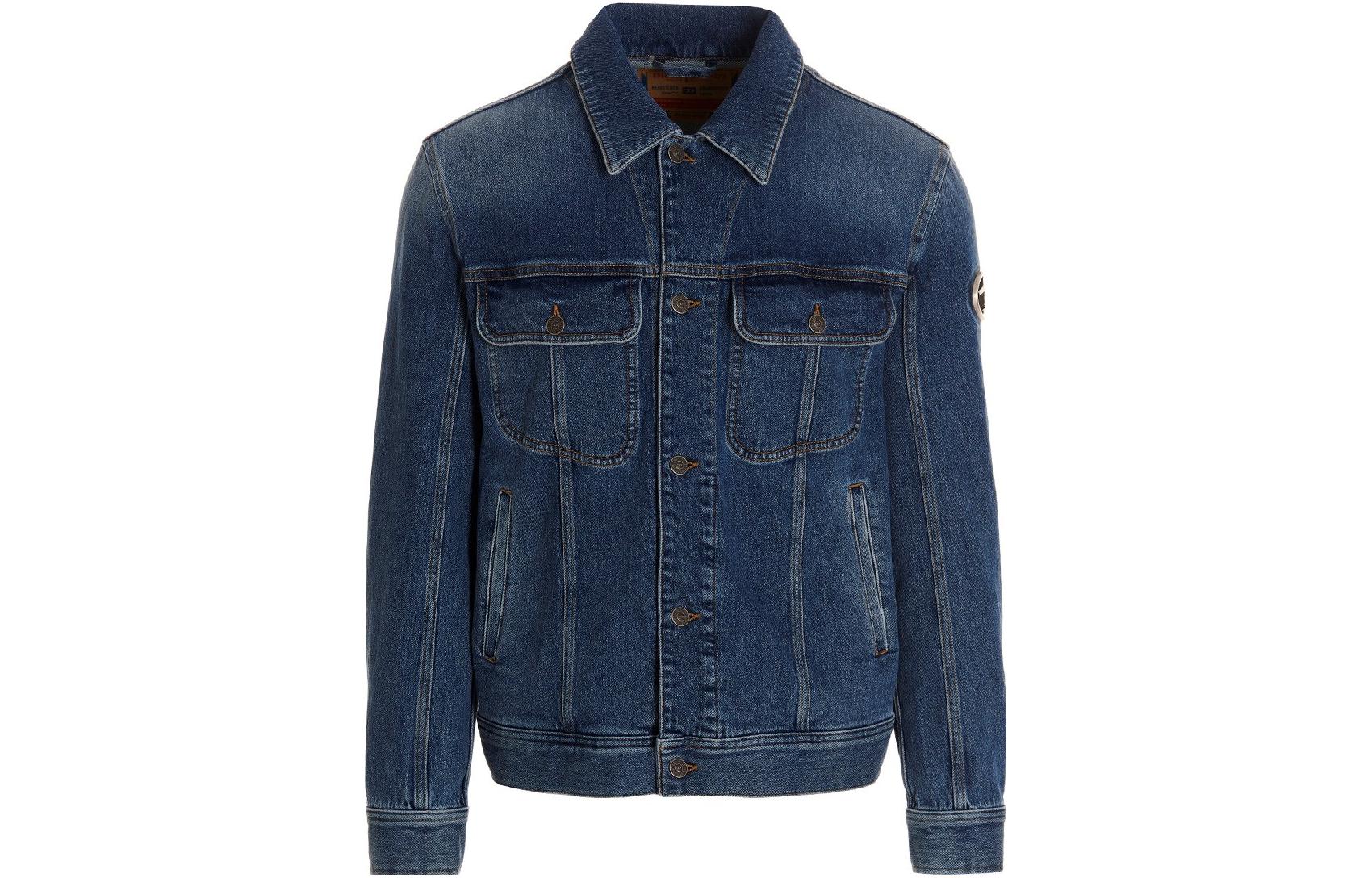 Diesel Solid Single-Breasted Denim Jacket in Dark Blue A108470LICI01