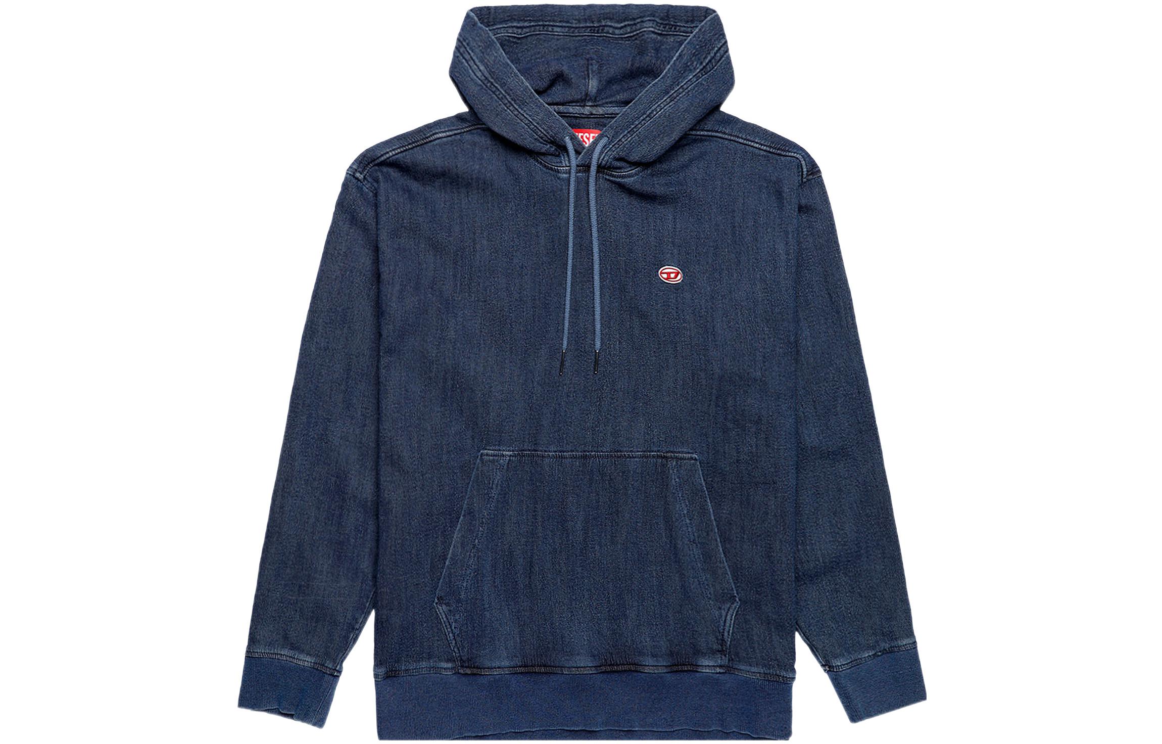 DIESEL SS22  Blue Logo Long Sleeve Pullover Hoodie. A0393909C3-001