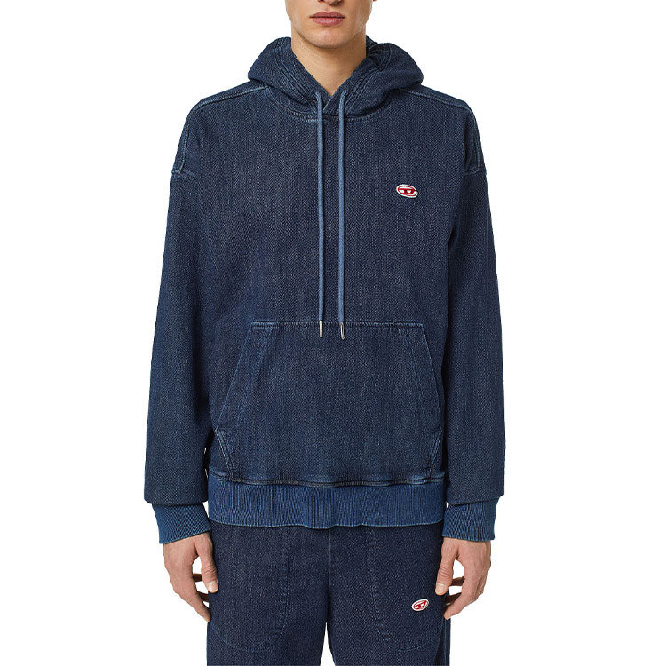 Shop DIESEL SS22 蓝色标志长袖连帽衫. A0393909C3-001