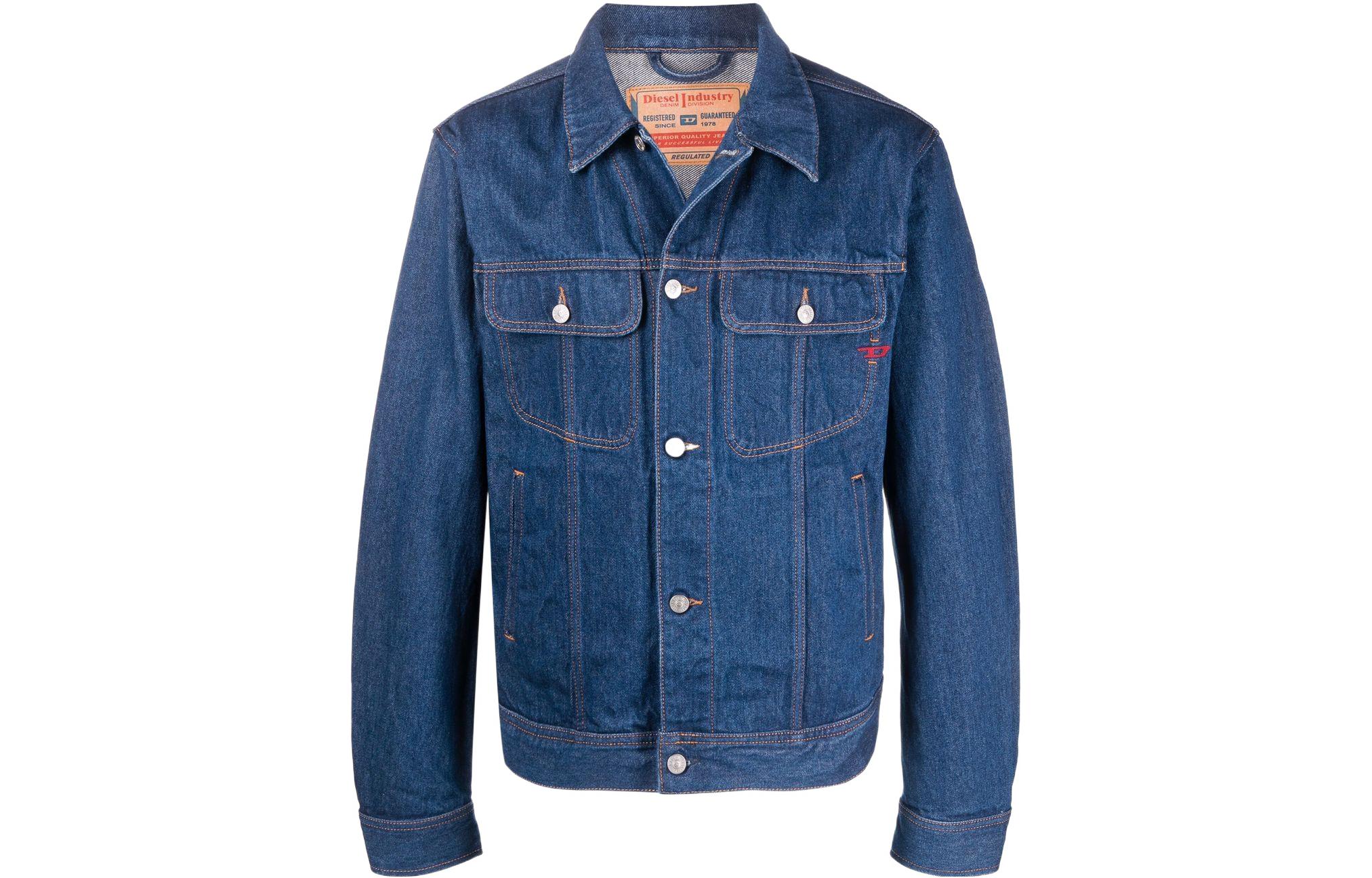 DIESEL SS22  Blue Solid Denim Jacket A03885007A501