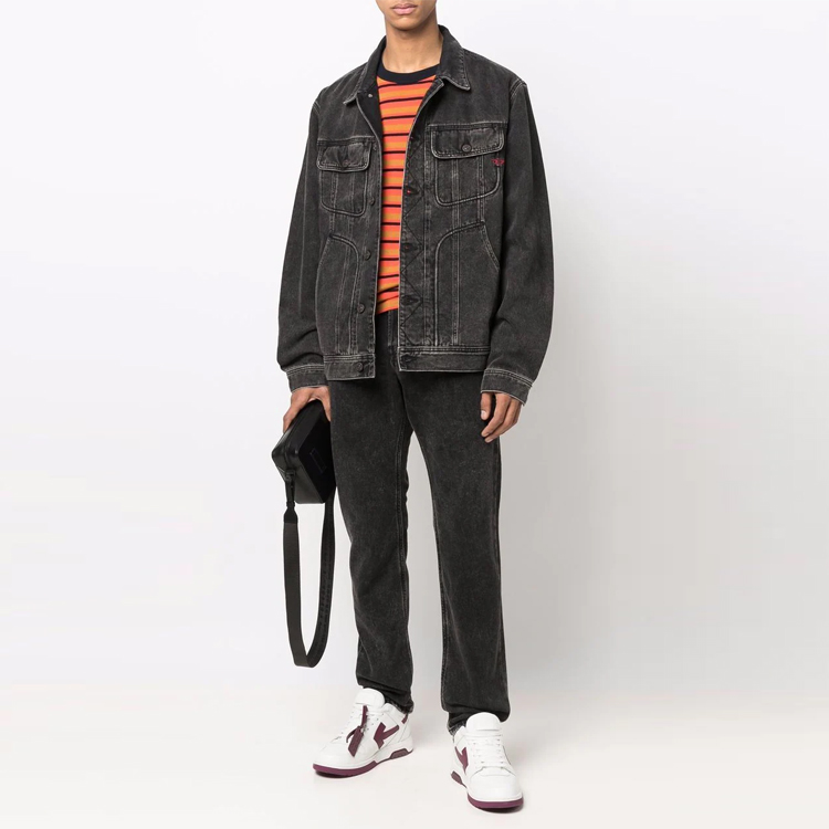 Lookbook DIESEL SS22 黑色褪色牛仔夹克外套. A0351309B87-02