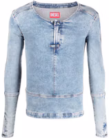 Order DIESEL SS22 Slim Fit Kemeja Lengan Panjang Crew Neck Efek Washed A0593209D14