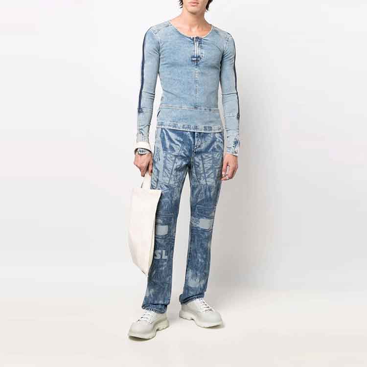 Lookbook DIESEL SS22  Slim Fit Washed Effect Long Sleeve Crew Neck Shirt A0593209D14