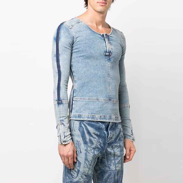 Purchase DIESEL SS22  Slim Fit Washed Effect Long Sleeve Crew Neck Shirt A0593209D14