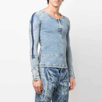 Purchase DIESEL SS22 Slim Fit Kemeja Lengan Panjang Crew Neck Efek Washed A0593209D14