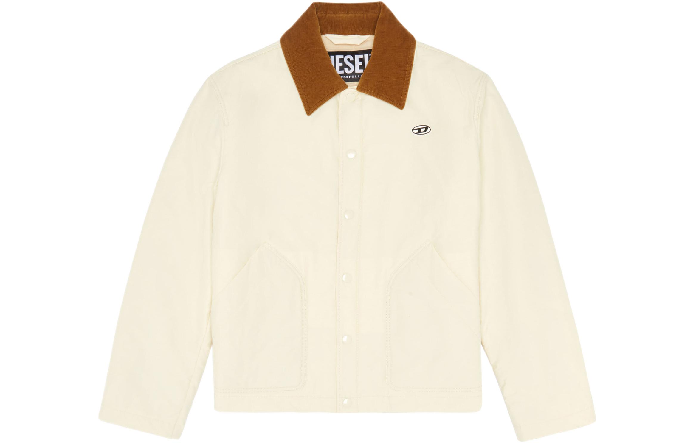 DIESEL SS22  White Single-Breasted Solid Collar Jacket. A035820CFAD1AG