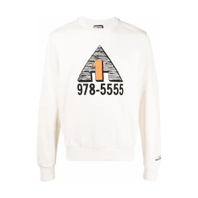 Diesel SS22 Beige Logo Print Crewneck Long Sleeve Sweatshirt A038150GRAC129
