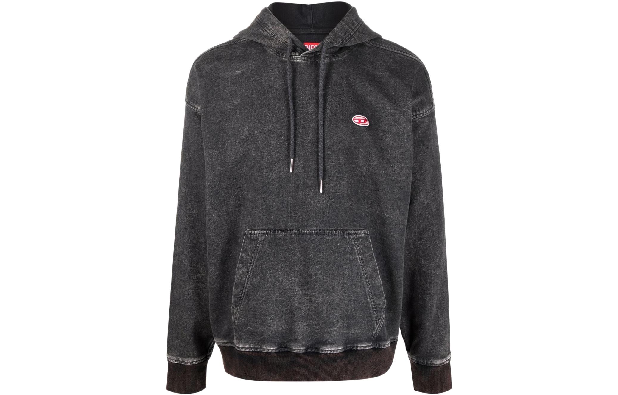 Diesel SS22 Black Cotton Sweatshirt with Logo Patch A03939069ZF02