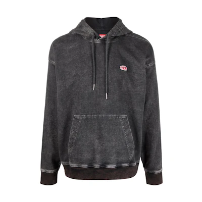 Diesel SS22 Black Cotton Sweatshirt with Logo Patch A03939069ZF02