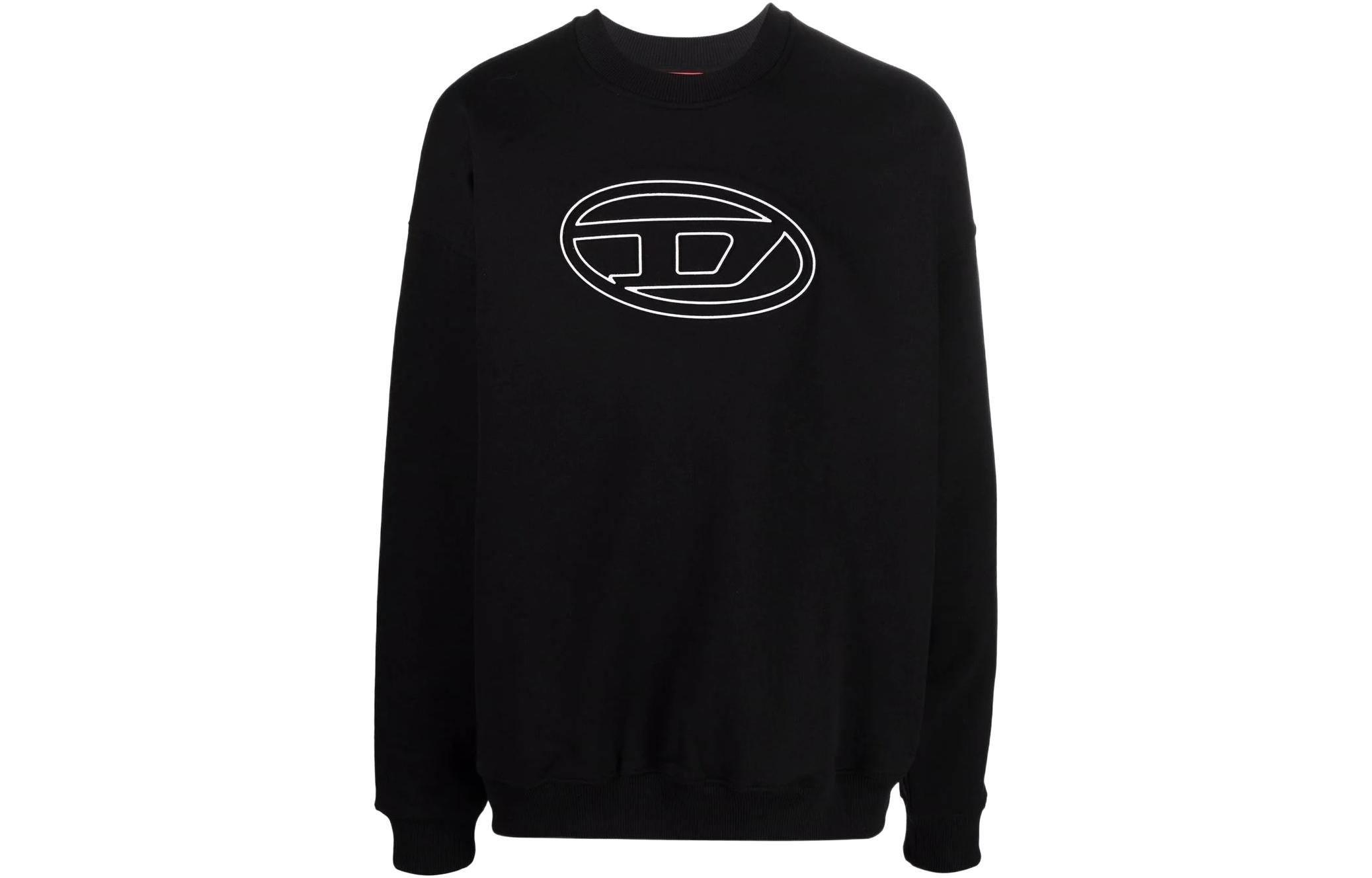 Diesel SS22 Black Crewneck Logo Print Long-Sleeve Sweatshirt A037900IEAX-9XX