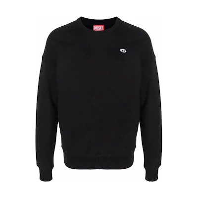 Diesel SS22 Black Crewneck Long Sleeve Sweatshirt with Label Detail A037850NAWW9XX