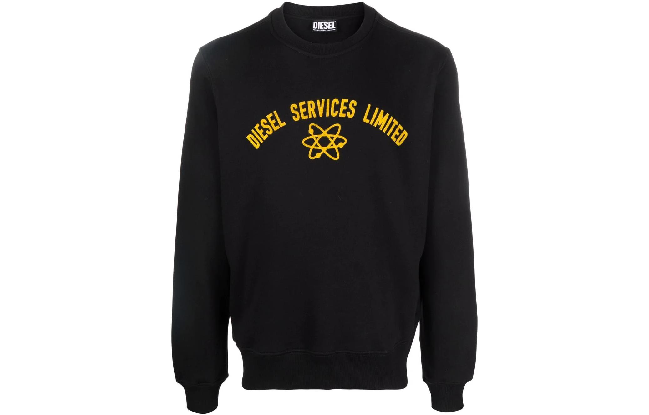 Diesel SS22 Black Crewneck Sweatshirt with Letter Print A037820IAJH9XX