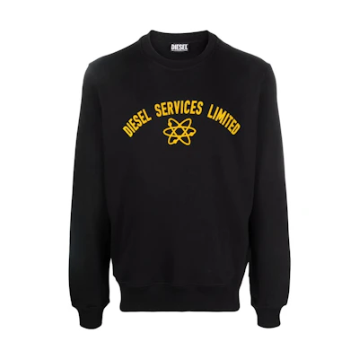 Diesel SS22 Black Crewneck Sweatshirt with Letter Print A037820IAJH9XX