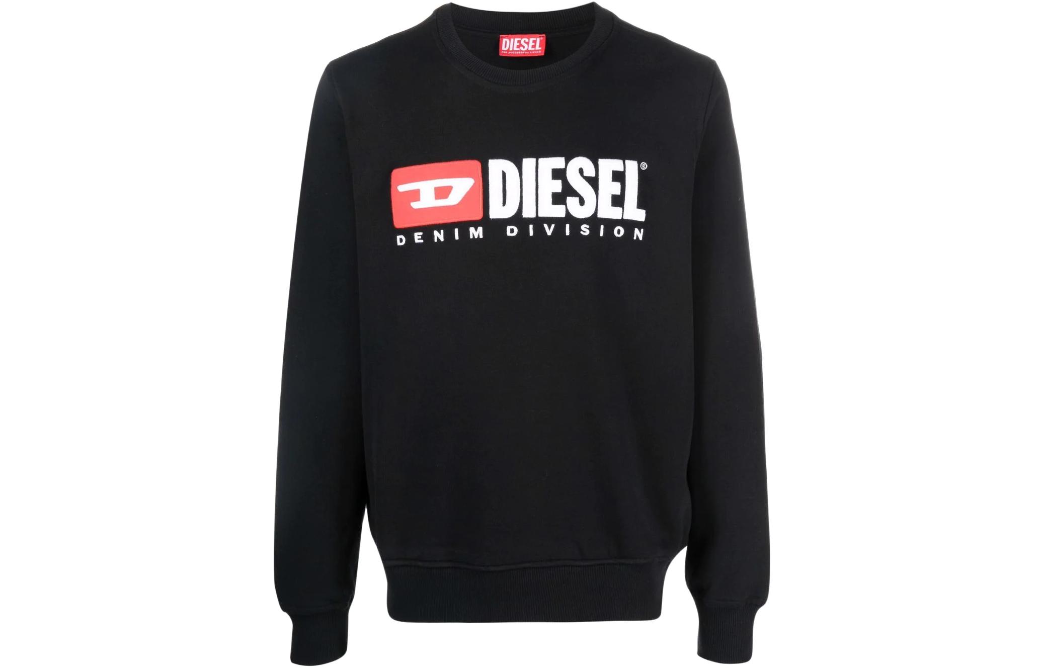 Diesel SS22 Black Crewneck Sweatshirt with Logo Print A037580BAWT9XX