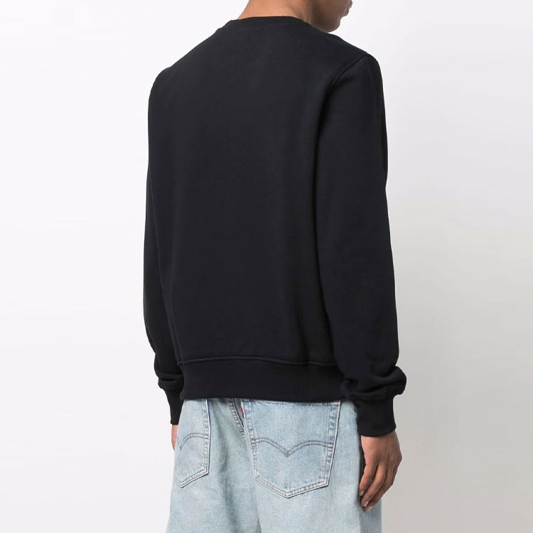 Shop Diesel SS22 Black Crewneck Sweatshirt with Logo Print A037580BAWT9XX