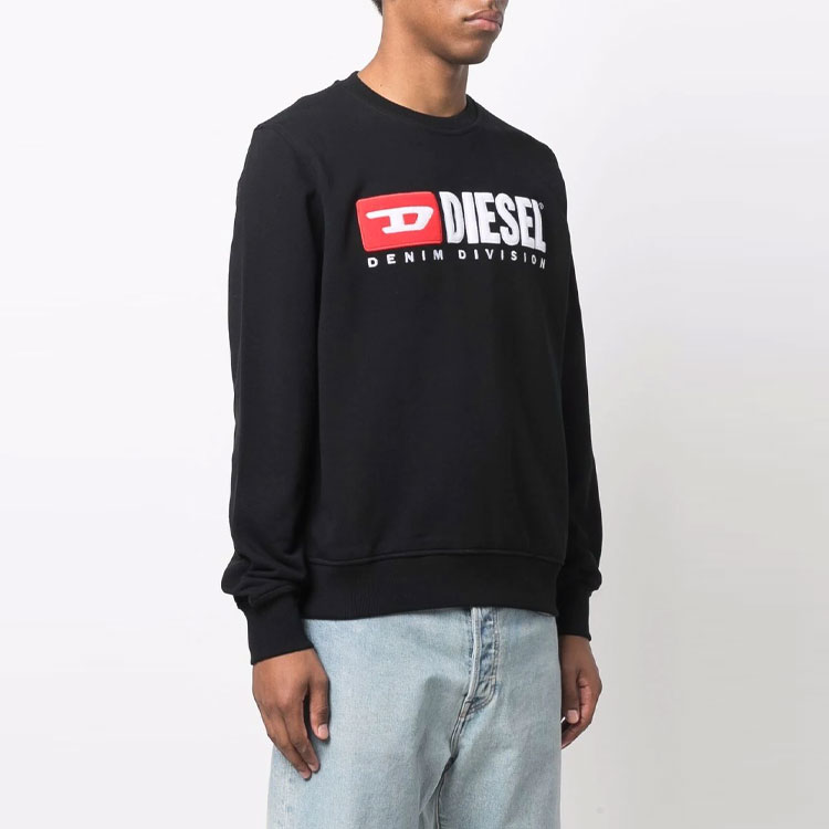 Purchase Diesel SS22 Black Crewneck Sweatshirt with Logo Print A037580BAWT9XX