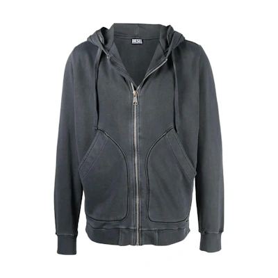 Diesel SS22 Black Hooded Zip-Up Jacket with Quilted Panels A036450LCAL900