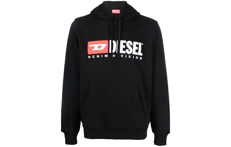 Diesel SS22 Black Hoodie with Logo Embroidery A037570BAWT-9XX