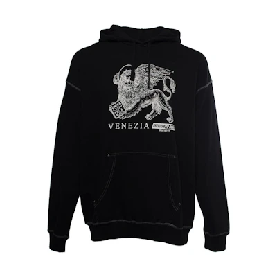 Diesel SS22 Black Hoodie with Logo Graphic Print A058480LEAC-900