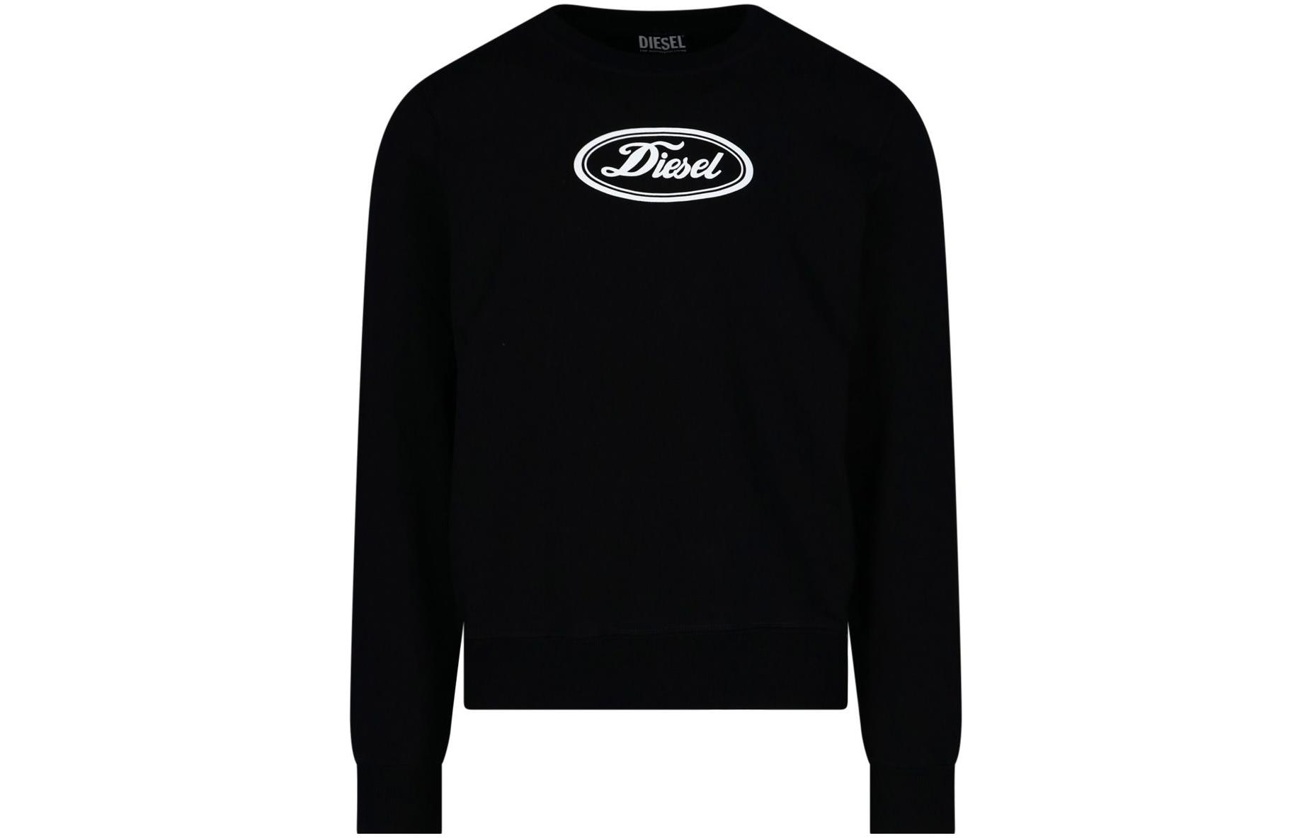 Diesel SS22 Black Logo Print Crewneck Long-Sleeve Sweatshirt A037840IAJH9XX