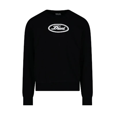 Diesel SS22 Black Logo Print Crewneck Long-Sleeve Sweatshirt A037840IAJH9XX